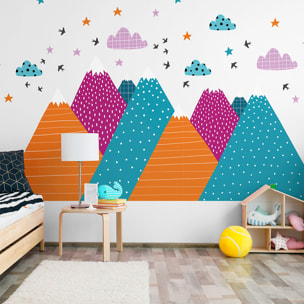 Stickers muraux enfants - Décoration chambre bébé - Autocollant Sticker mural géant enfant montagnes scandinaves NITIKA