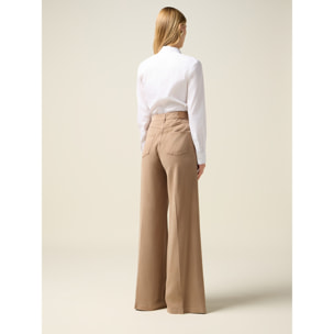 Oltre - Pantalones palazzo de tencel - Beige