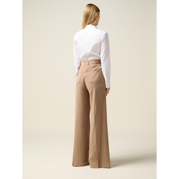 Oltre - Pantalones palazzo de tencel - Beige