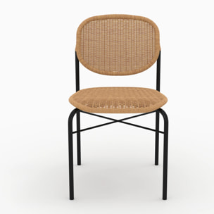 Lot de 2 chaises en résine tressée naturelle et pieds en métal - Messa