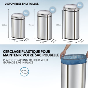 Poubelle automatique inox MAJESTIC argent 68L