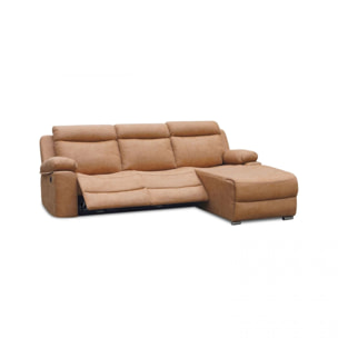 Sofá relax eléctrico con chaiselongue izquierdo Nellie 3 plazas Piedra