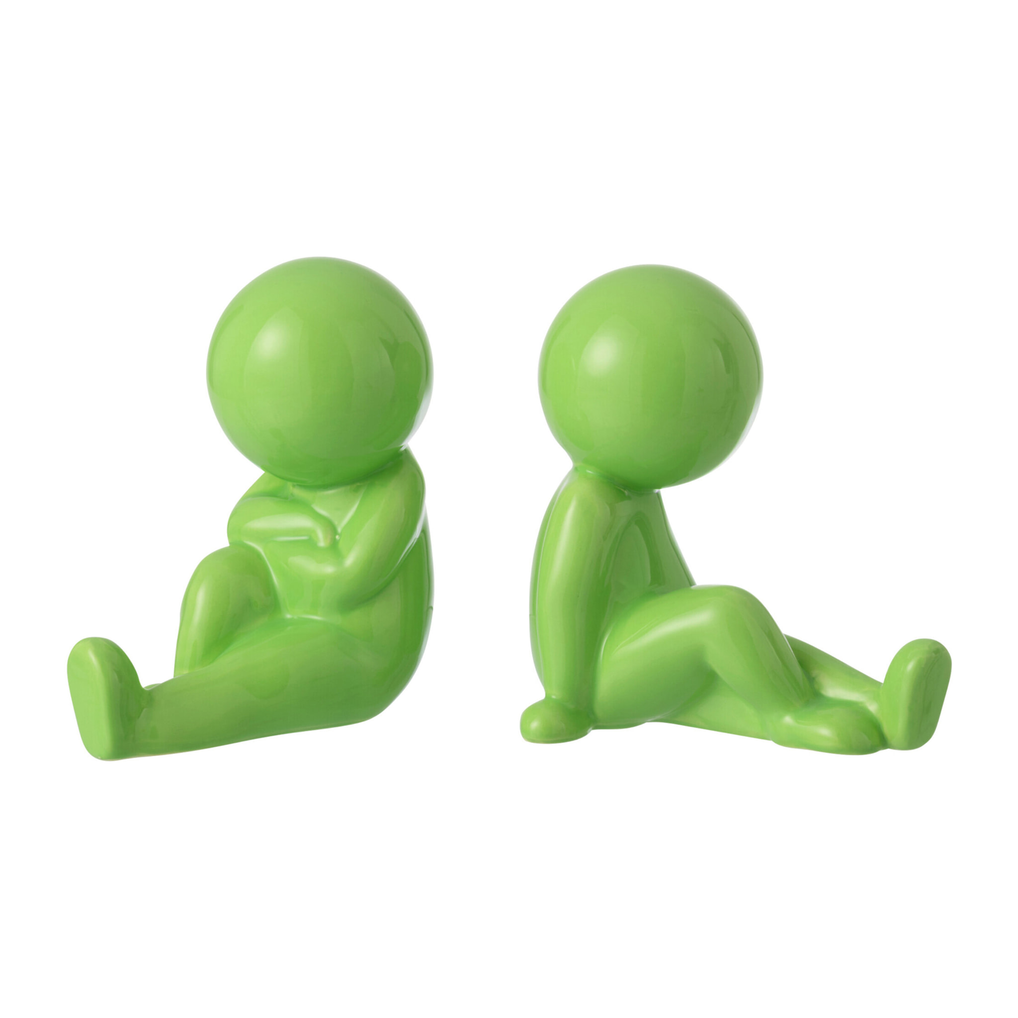 J-Line Serres-livres Marcel - grès - vert - set de 2