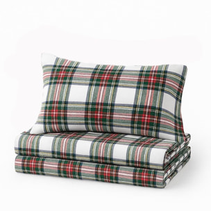 Intrecci - Completo Lenzuola Scozzese, Set Lenzuola e Federe in Puro Cotone, Singolo