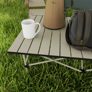Mesa Plegable Camping de Aluminio 95x55x50 cm con Tapa Enrollable y Bolsa de Transporte Mesa de Picnic Portátil Ligera para Acampar Senderismo Playa Caqui