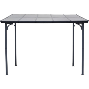 Pergola tonnelle adossée "Marvin" - 3 x 3 m - 304 x 298 x 243 cm - Gris foncé