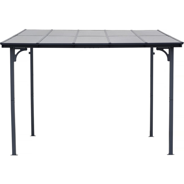 Pergola tonnelle adossée "Marvin" - 3 x 3 m - 304 x 298 x 243 cm - Gris foncé