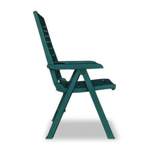 Yuma - Poltrona da giardino in resina. Poltrona pieghevole multiposizione. Sedia da spiaggia con braccioli 60x61xH109 cm verde