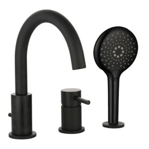 Mitigeur bain douche mécanique 3 trous + douchette 3 jets PAINI Cox noir mat