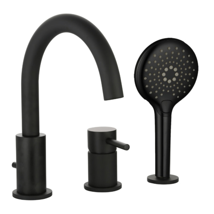 Mitigeur bain douche mécanique 3 trous + douchette 3 jets PAINI Cox noir mat