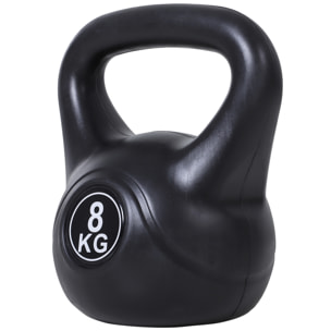 Pesa Rusa de 8 kg Kettlebell de Fiteness Relleno de Arena con Mango Ancho Antideslizante para Ejercicios y Entrenamiento en Casa y Gimnasio 22x17x24 cm Negro