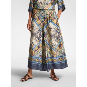 Elena Mirò - Pantaloni cropped stampati - Blu