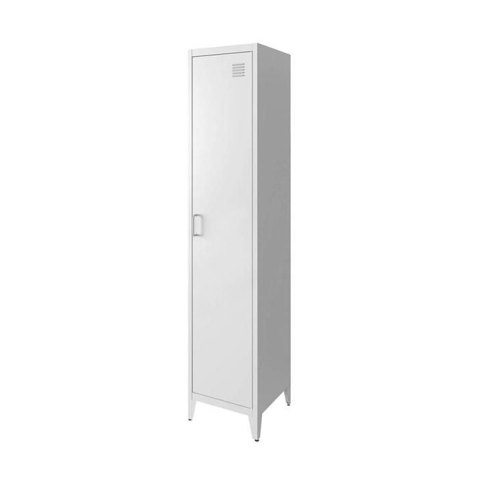 Armoire chambre en acier blanc. 4 espaces de rangement. casier