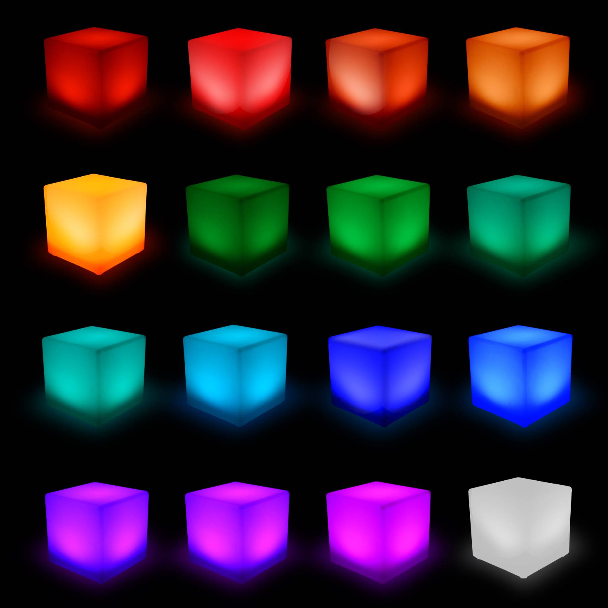 Cube LED 40cm - Cube décoratif lumineux. 16 couleurs. 40cm. rechargeable. télécommande