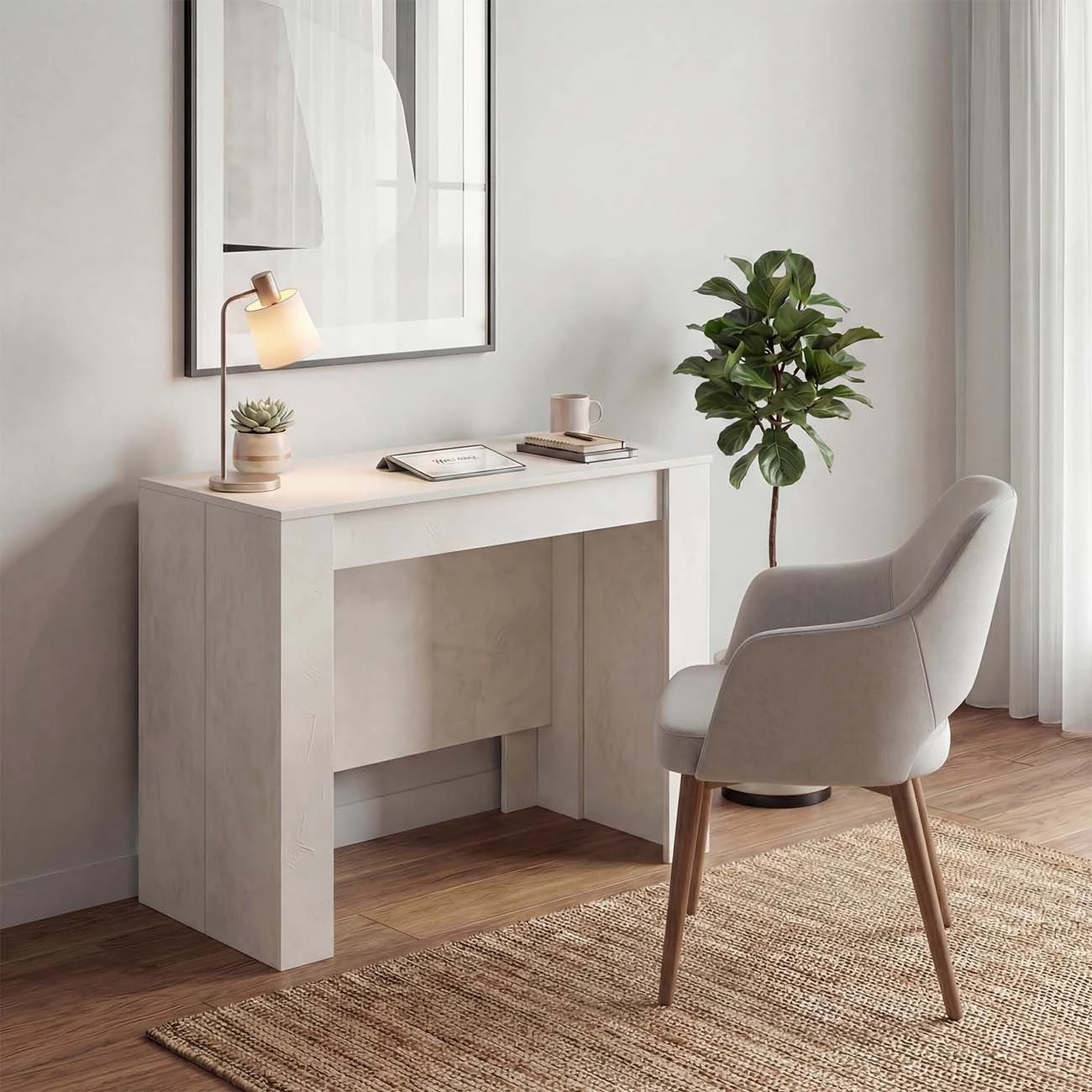 Mesa consola extensible con efecto en microcemento beige 50-235x90 cm Denis Microcemento Beige