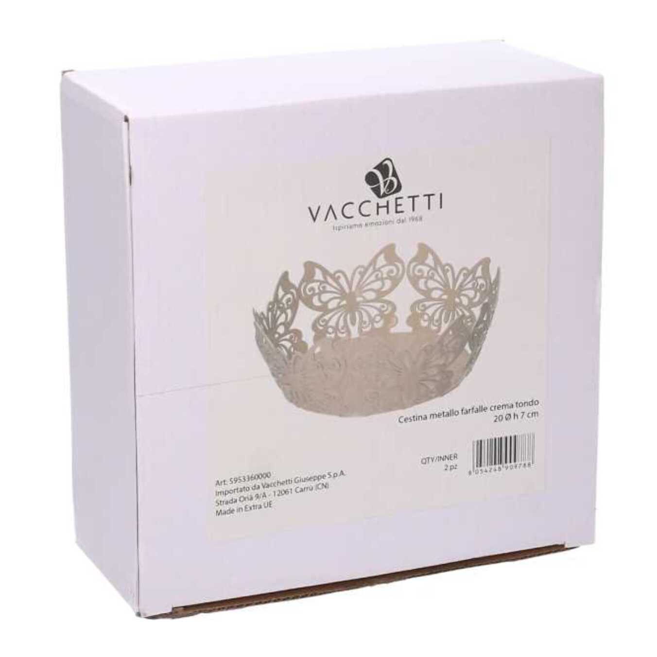 Cestina in metallo farfalla crema tondo cmø20h7