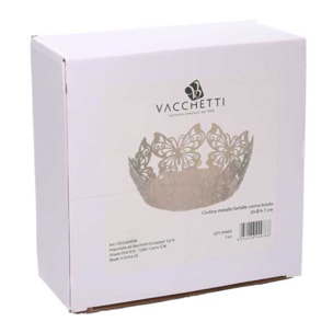 Cestina in metallo farfalla crema tondo cmø20h7