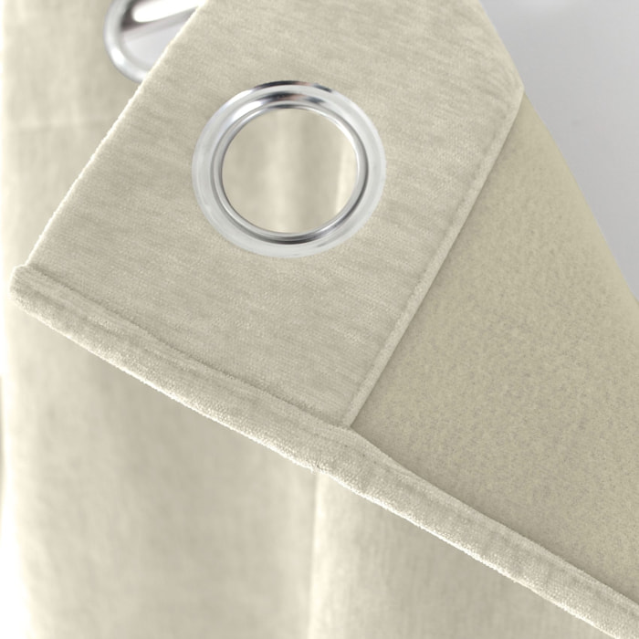 Rideau thermique en velours doublé polaire - Ecru