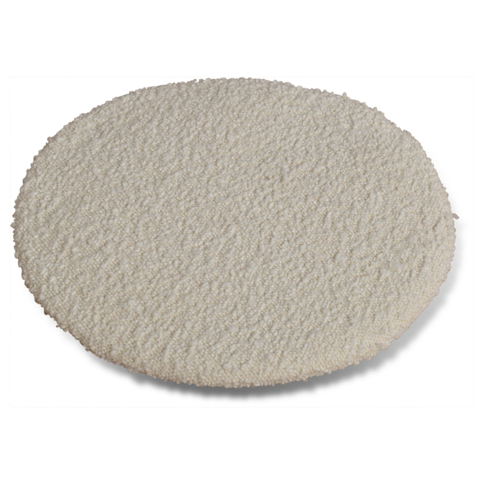 Galette de chaise ronde en tissu bouclette - Ecru