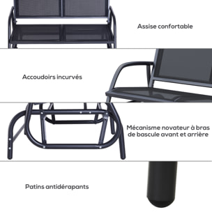 Banc à bascule de jardin 2 places design contemporain