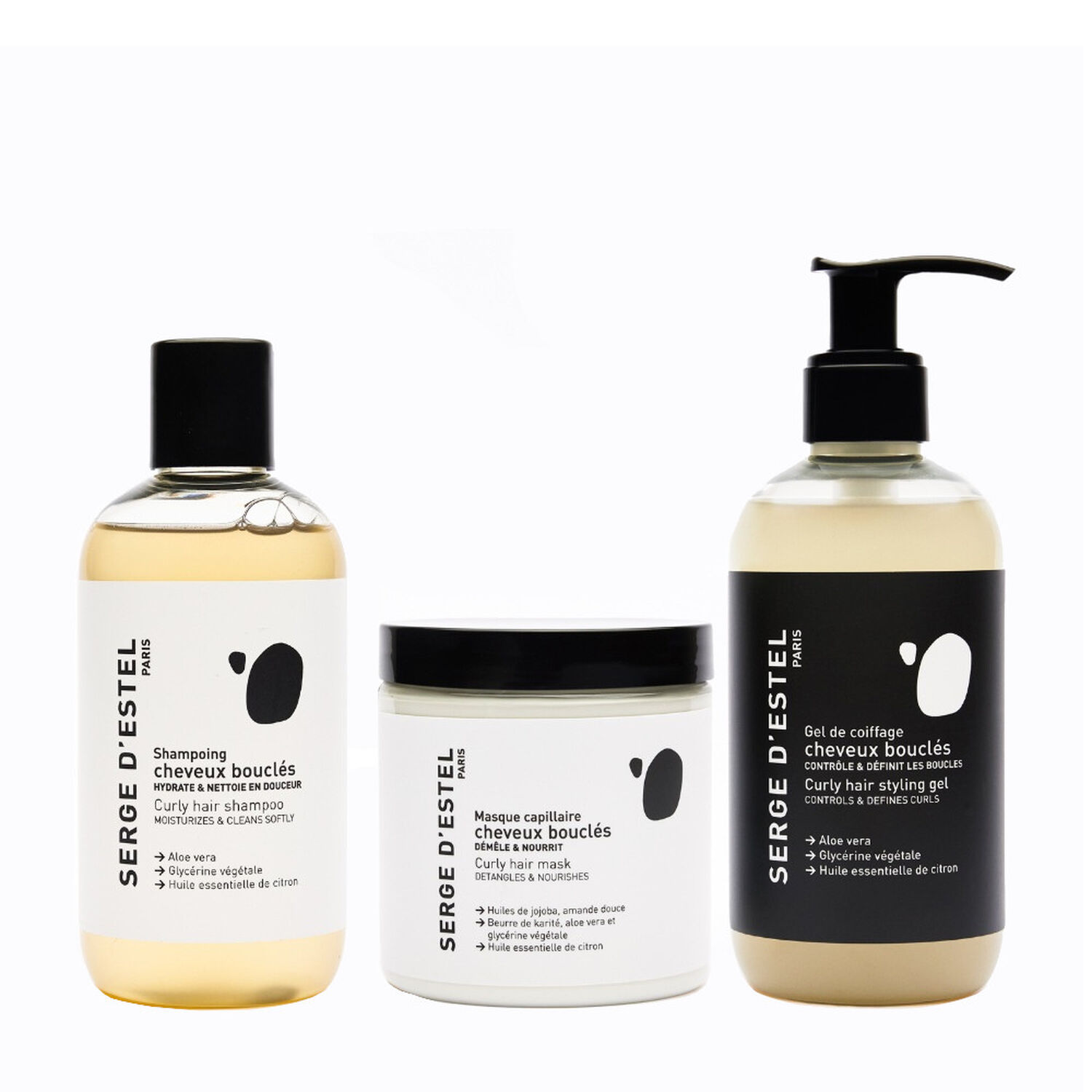 Cheveux Bouclés - Coffret Shampoing 250ml + 2 Produits