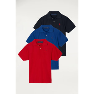 Pack infantil polos con logo bordado a contraste