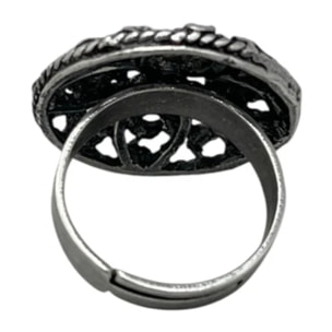 Anillo redondo Vintage con cristal Sw rosa plata 10µ