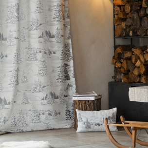 Rideau montagne sapins enneigés - Gris clair