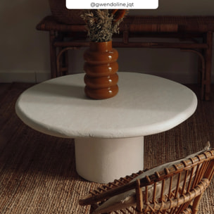 Table basse ronde en béton blanc cassé - Lulli
