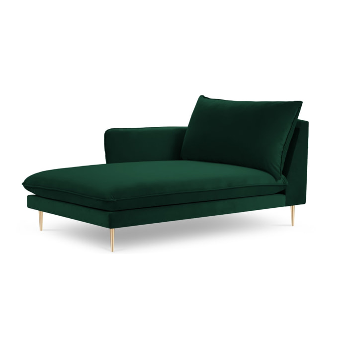 Méridienne gauche "Vienna" en velours vert bouteille