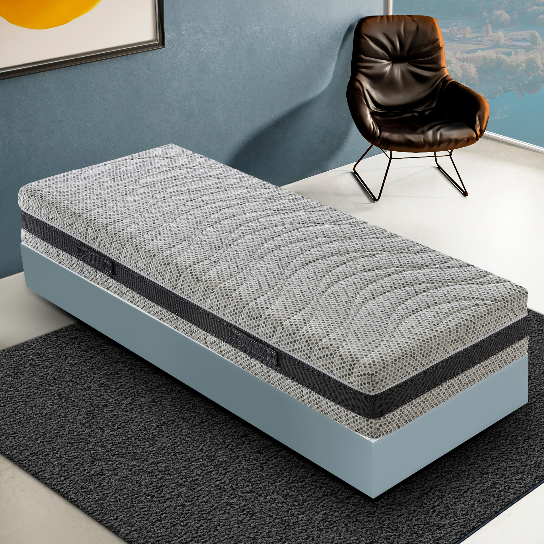 Materasso 80x190 in Memory Foam - 5 Strati - Altezza 23 cm - 7 Zone di Comfort - Rivestimento Sfoderabile