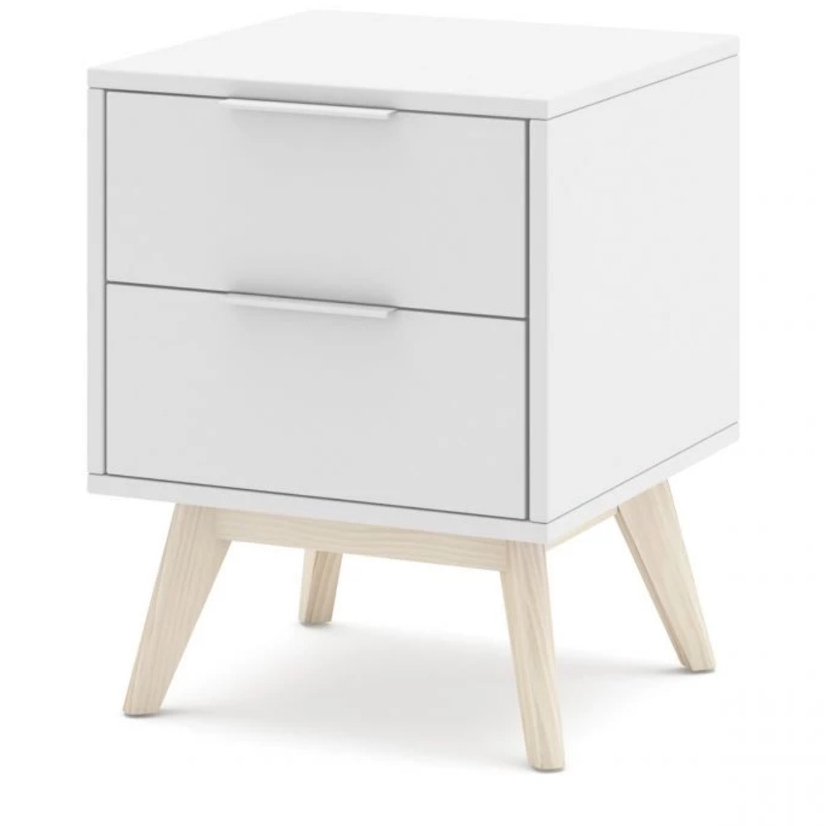 Mesita de noche Numa 2 cajones Blanco - Oak Soft