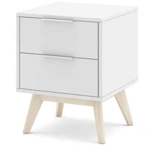 Mesita de noche Numa 2 cajones Blanco - Oak Soft