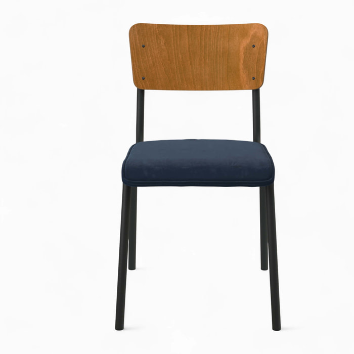 Pack 4 chaises en velours bleu et vert - Nico