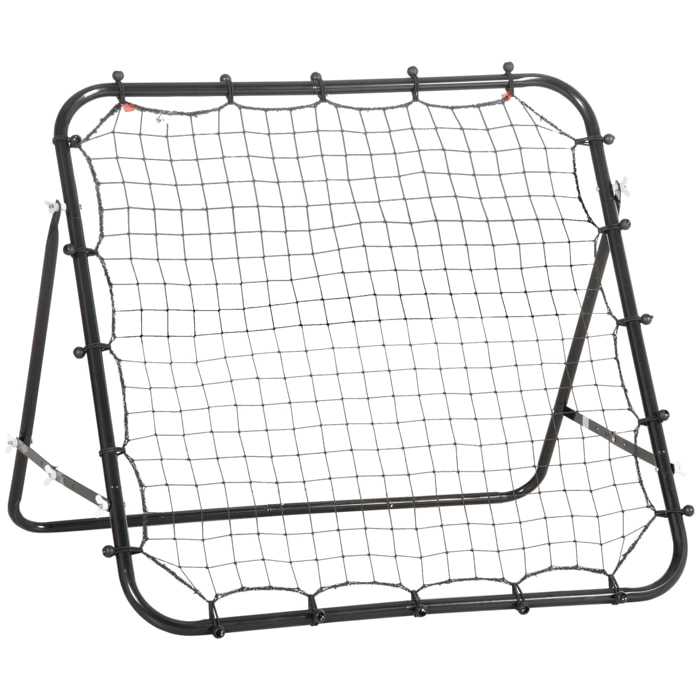 Filet de rebond pliable inclinaison réglable - piquets d'ancrage inclus - filet PE noir métal époxy noir