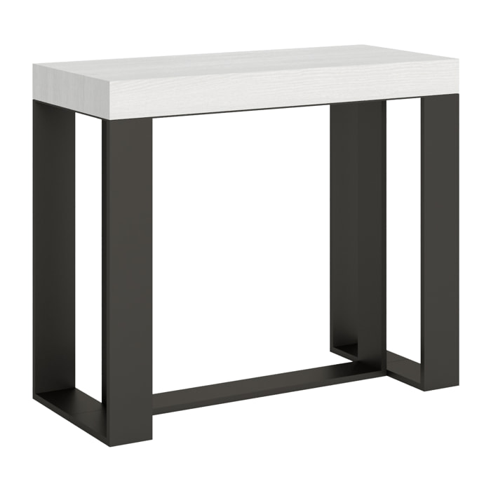 Console extensible 90x40/300 cm Futura Frêne Blanc cadre Anthracite