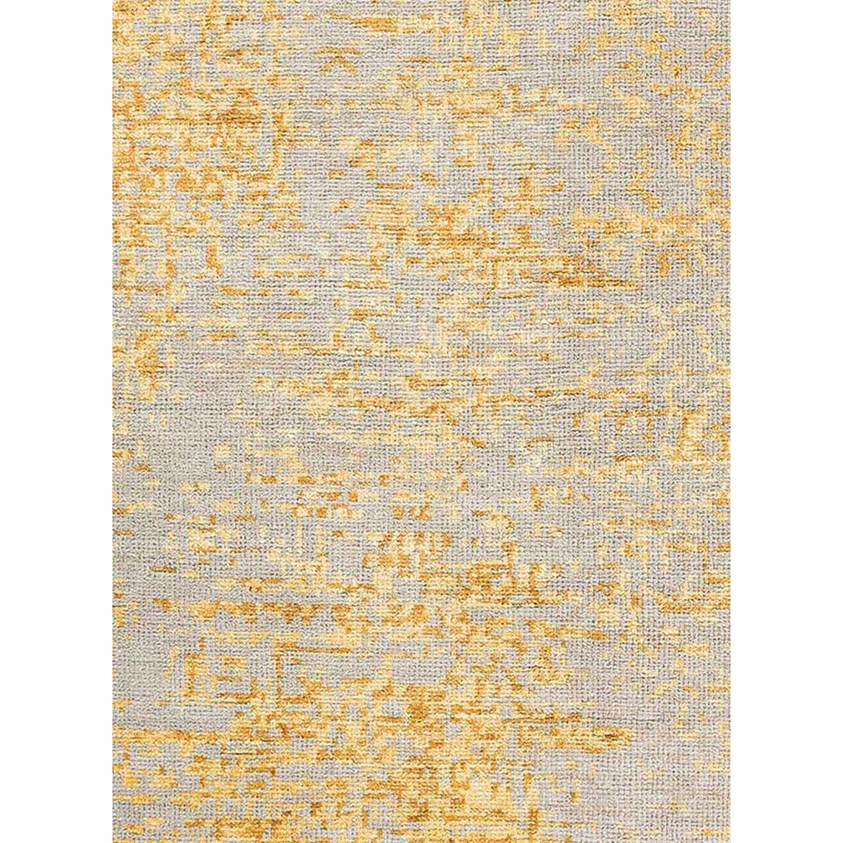 tapis salon 140x200 fait main en viscose jaune rectangle motif faux uni