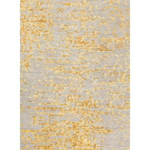 tapis salon 140x200 fait main en viscose jaune rectangle motif faux uni