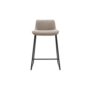 Tabourets de bar en tissu taupe et métal noir H65 cm (lot de 2) BOOST