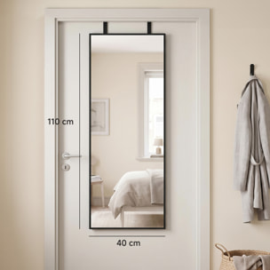 Miroir mural rectangulaire 110x40cm alu noir