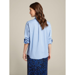 Elena Mirò - Camisa de popelina bordada a mano - Light - blue