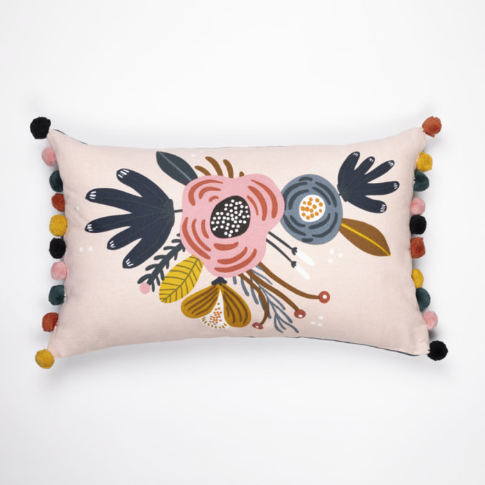 Coussin déco déhoussable réversible gamme "Minots" 100% Coton - Motif: Champêtre