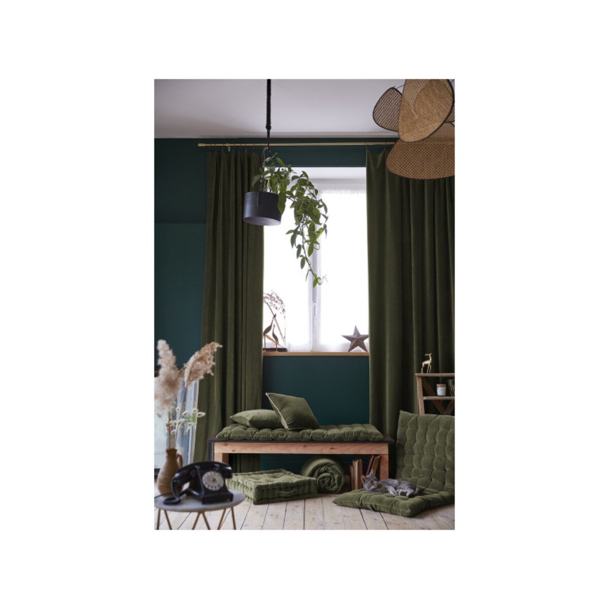 Rideau ajustable 140 x 270 cm en velours de coton - CESAR