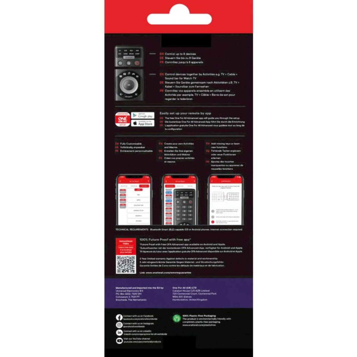 Télécommande ONE FOR ALL Universelle Smart Control Pro 8en1