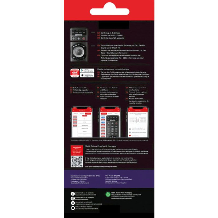 Télécommande ONE FOR ALL Universelle Smart Control Pro 8en1