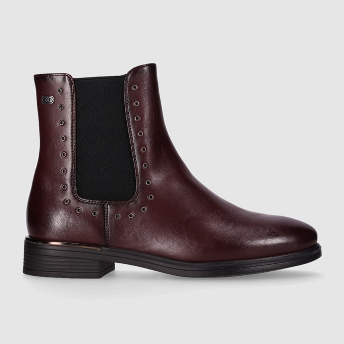Botines - Vino - Tacón: 3 cm
