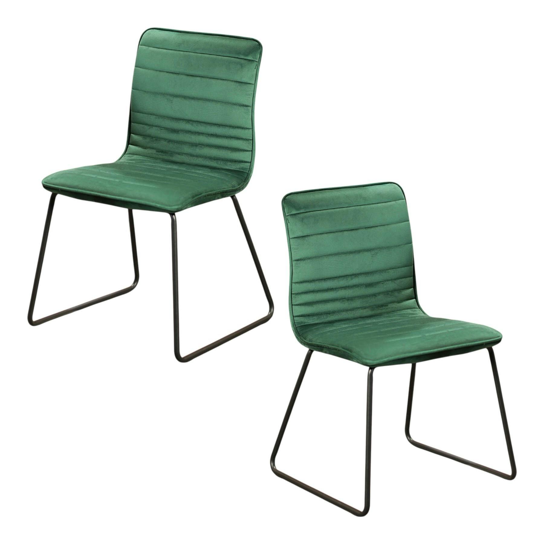 Chaise vert foncé motif ligne (lot de 2) BURGOS