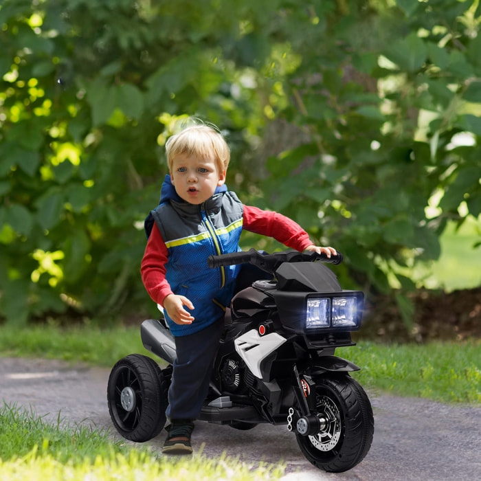 Moto Eléctrica para Niños de +3 Años Moto de Batería 6V con Luces Música Bocina Neumáticos Anchos Moto para Niños con Velocidad 3 km/h Negro