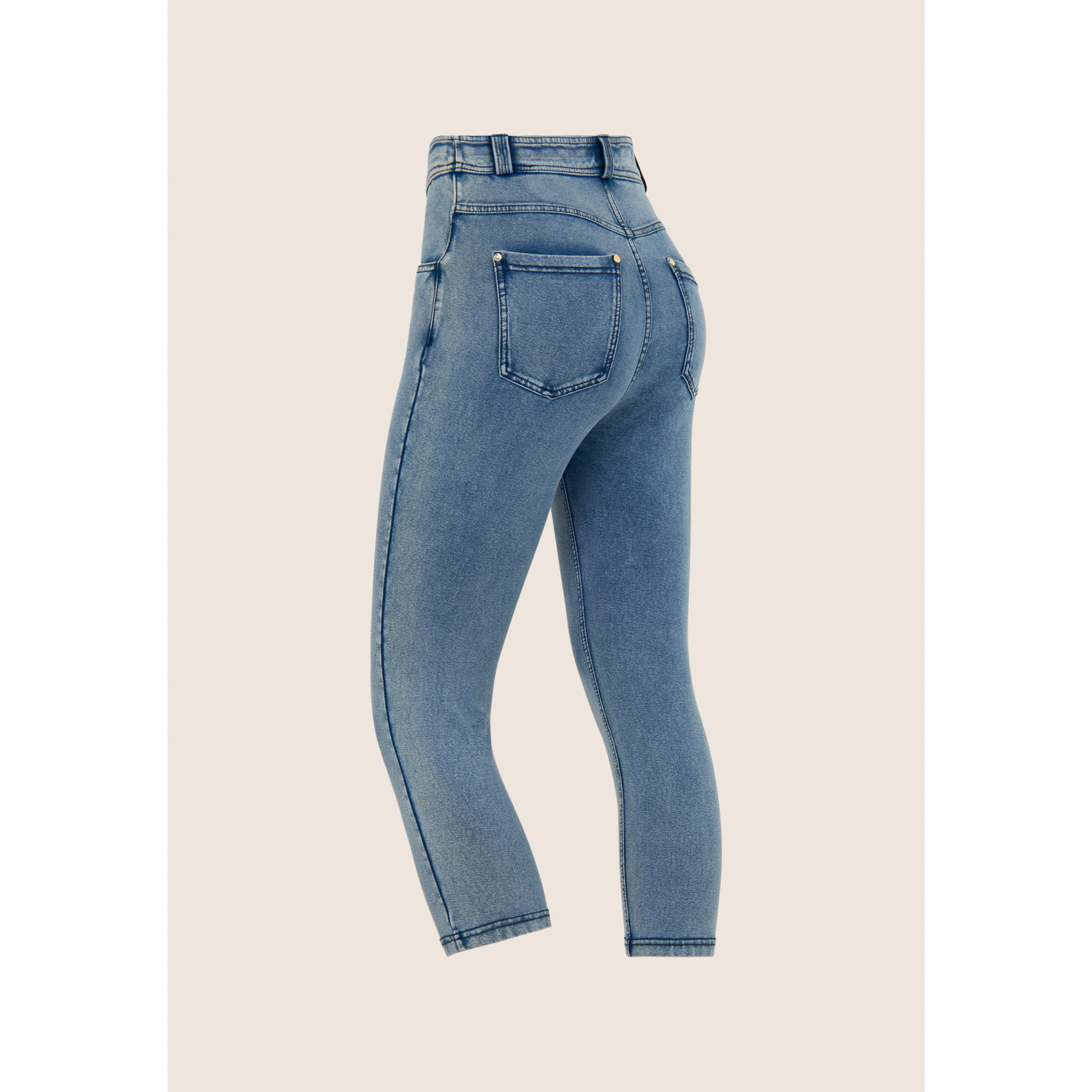 Pantaloni capri effetto denim con 5 tasche
