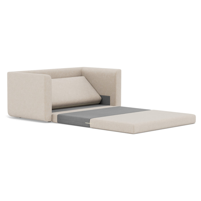 Isana - Canapé 2 places convertible déplimousse avec accoudoirs incurvés en tissu - Beige